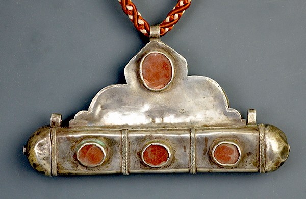 Silver & Carnelian Turkman Hollow Tube Necklace