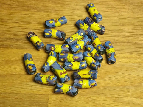 Loose Trade Beads - Yellow & Blue