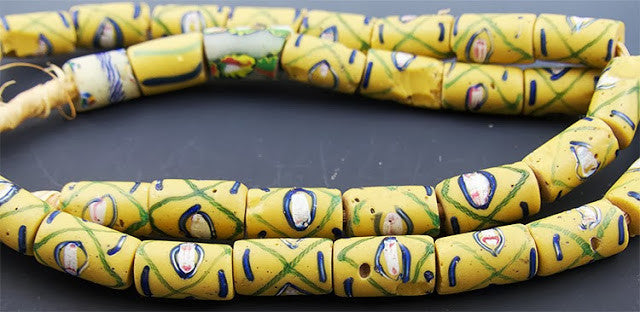 Yellow Criss-Cross Trade Beads