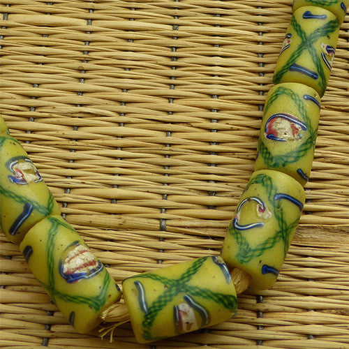 Yellow Trail Decorated Trade Beads