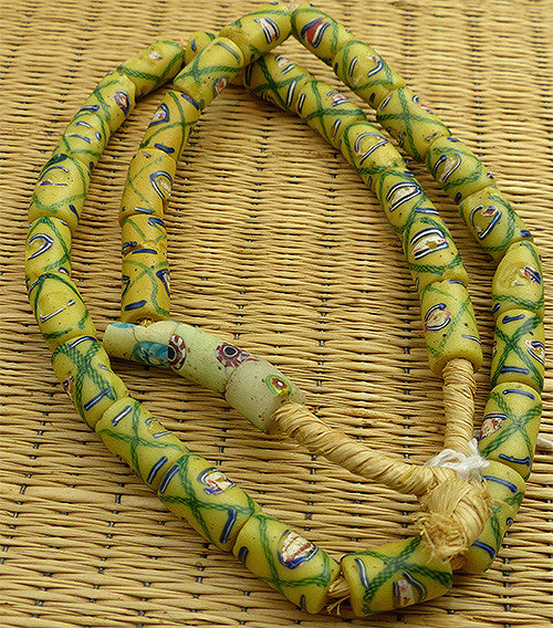 Yellow Trail Decorated Trade Beads