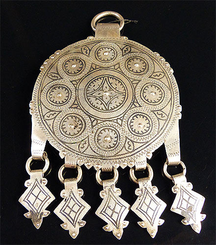 Berber Silver and Enamel Pendant