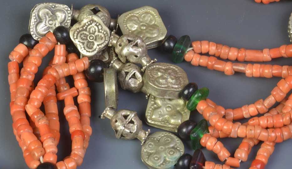 Coral & Silver Multi-strand Yemen Necklace