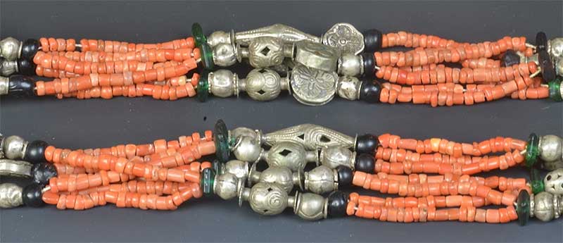 Coral & Silver Multi-strand Yemen Necklace