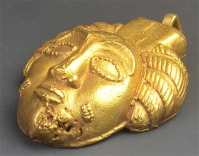 Gold Baule Face Pendant #1