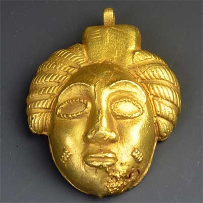 Gold Baule Face Pendant #1