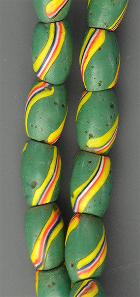 Massively Long Green Striped Trade Beads