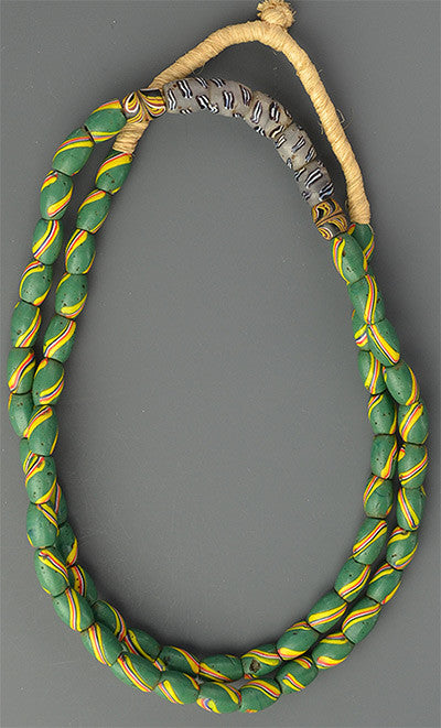 Massively Long Green Striped Trade Beads