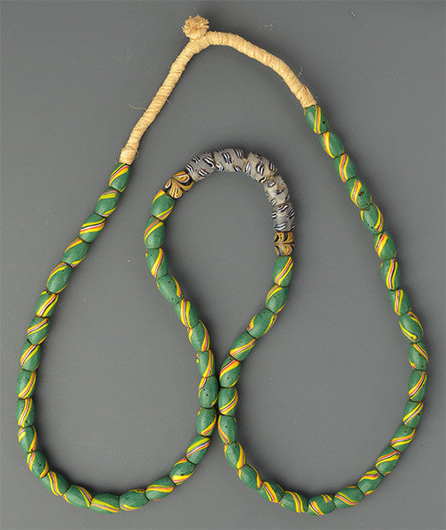 Massively Long Green Striped Trade Beads