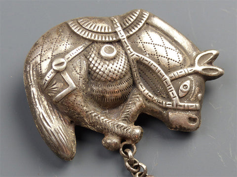 Hmong Tribe Silver Burro Pendant