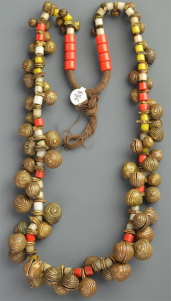 Nigerian Bell & Tile Bead Necklace