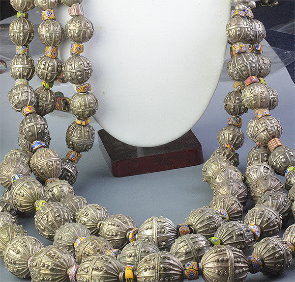 Strand of small Antique Silver Beads from India