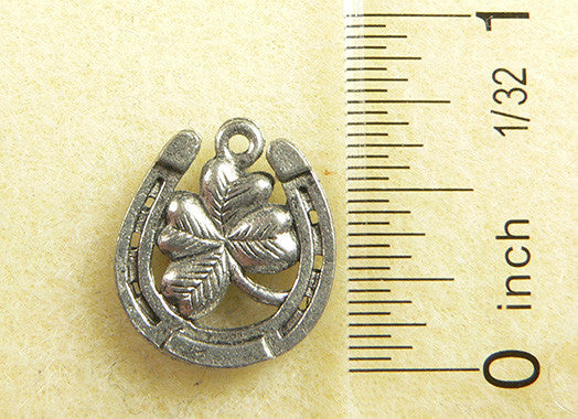 4 Leaf Clover inside Horseshoe Charm