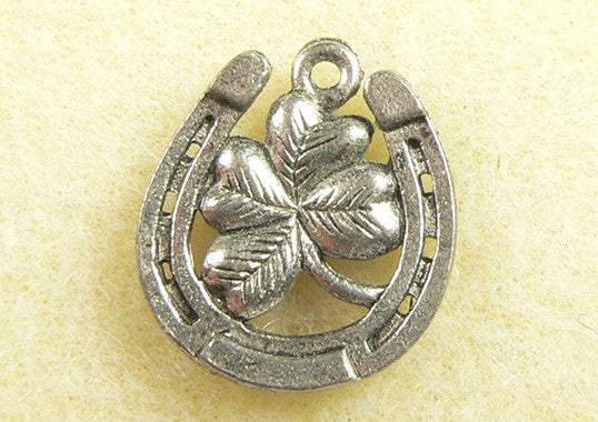 4 Leaf Clover inside Horseshoe Charm