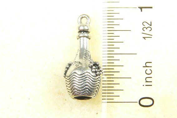 Wine Bottle with Grapes Charm